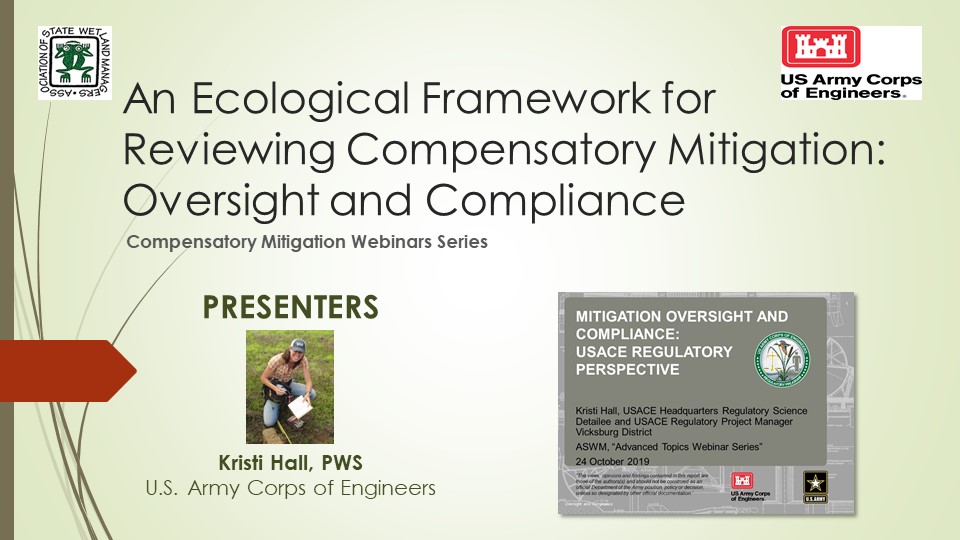 Part 8B: Presenter: Kristina Hall, U.S. Army Corps of Engineers