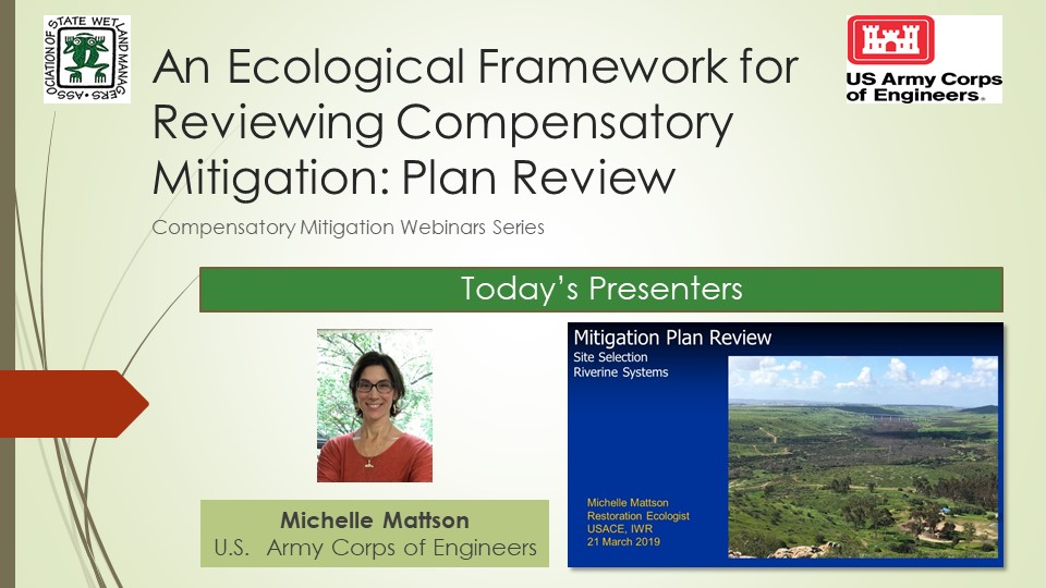 Part 4B: Presenter: Michelle Mattson, Environmental Scientist, Institute for Water Resources, U.S. Army Corps of Engineers