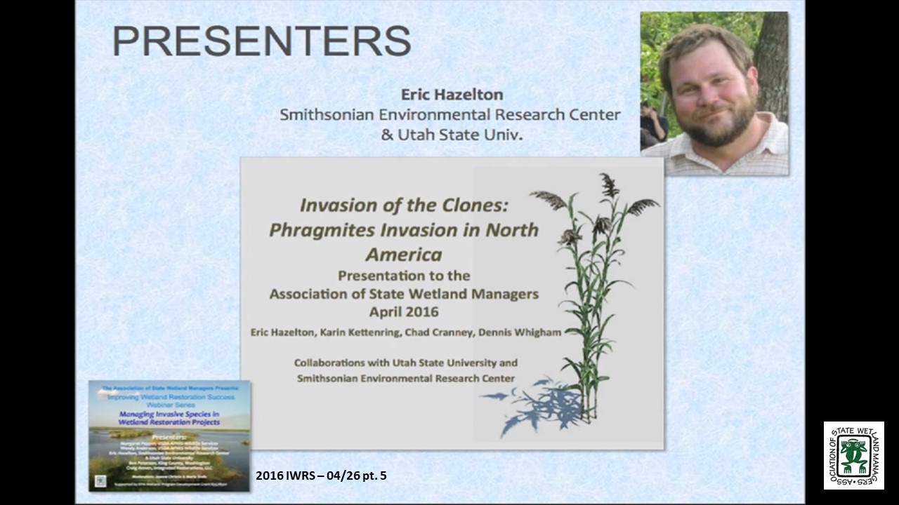 Part 5: Presenter: Eric Hazelton, PhD Candidate, Smithsonian Environmental Research Center and the Department of Watershed Sciences & Ecology Center, Utah State University