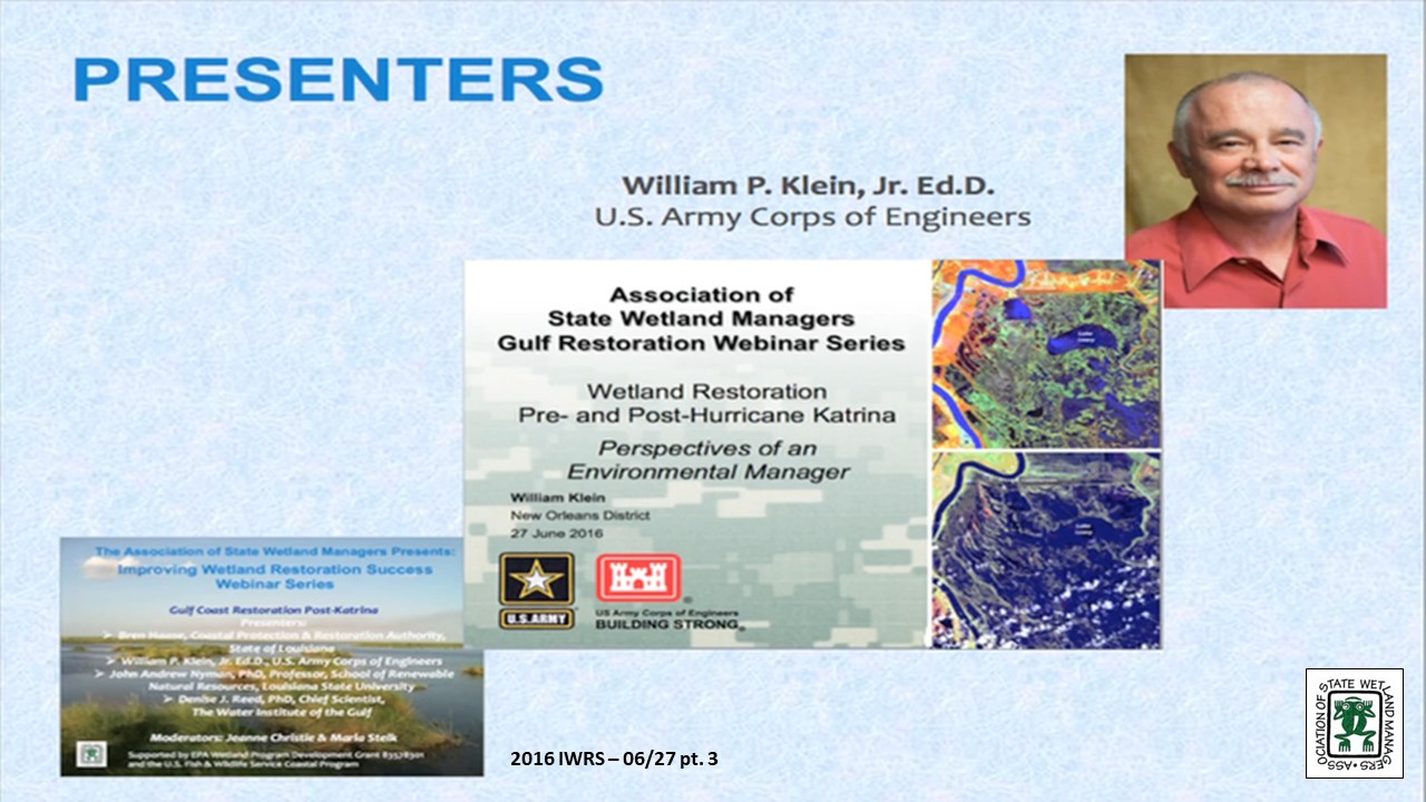 Part 3: Presenter: William P. Klein, Jr. Ed.D., U.S. Army Corps of Engineers