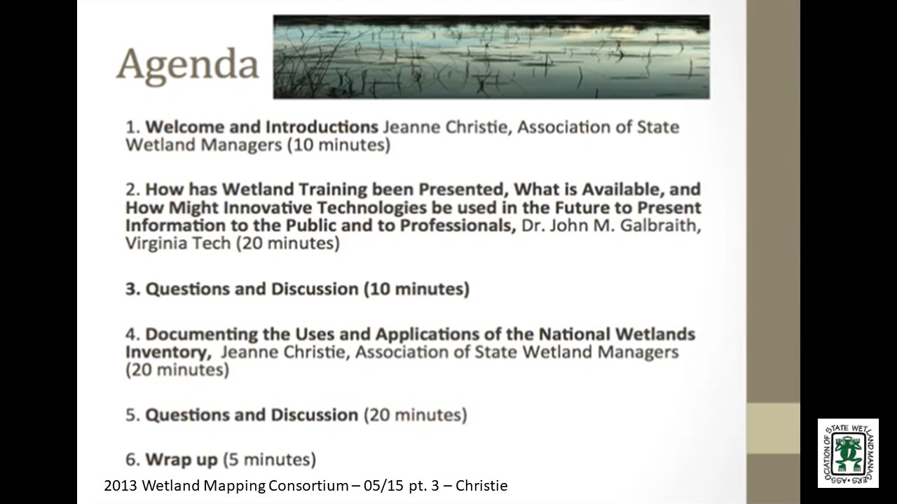 Part 3: Presenter: Jeanne Christie, Association of State Wetland Managers