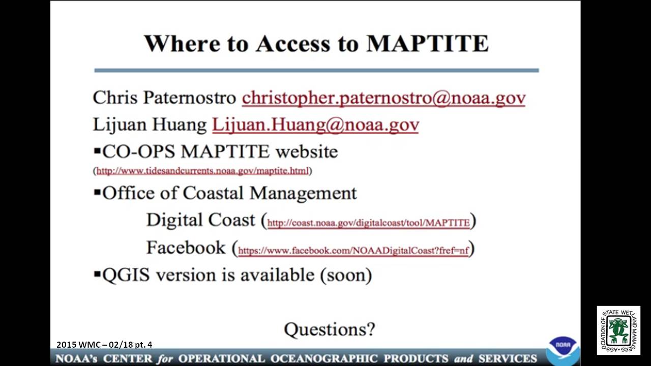 Part 4: Presenter: Chris Paternostro, NOAA; Questions 